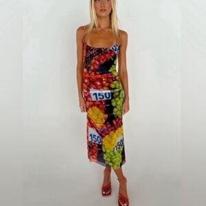 NWT Zara Fruit Mesh Spaghetti Strap Dress. Size L